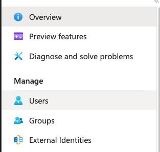 Azure AD Menu User