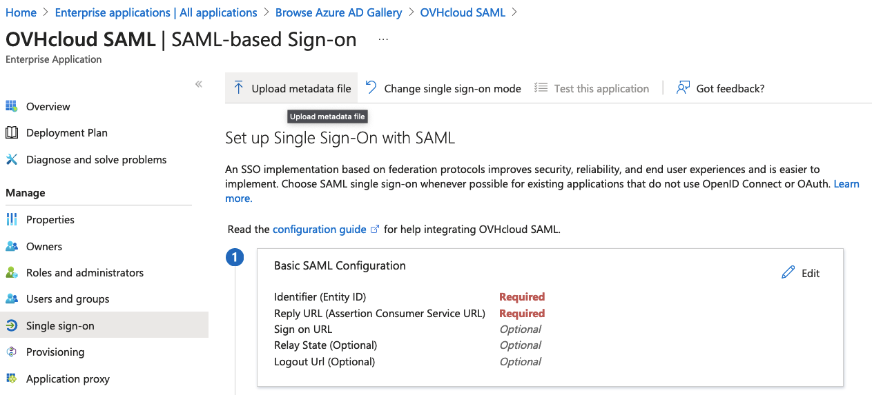 Azure AD SSO step 3