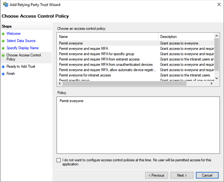 AD FS add relying party trust step 4