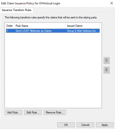 AD FS relying party trust mapping step 6