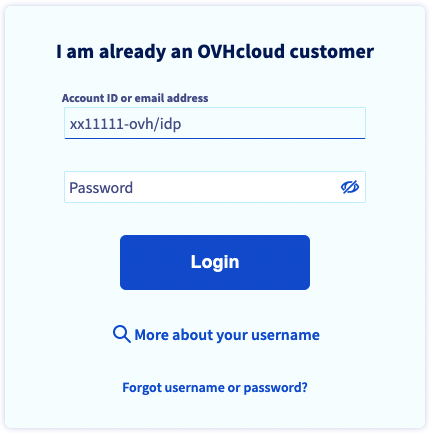 OVHcloud federation login