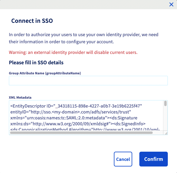 OVHcloud connect SSO step 2