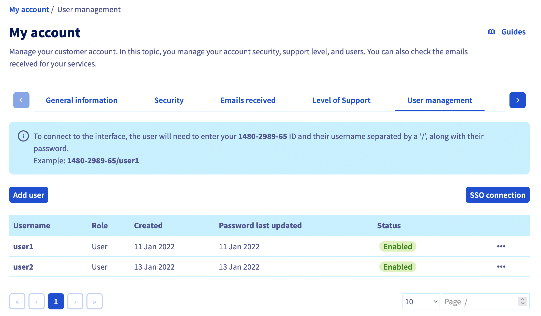 OVHcloud di connessione SSO Step 1