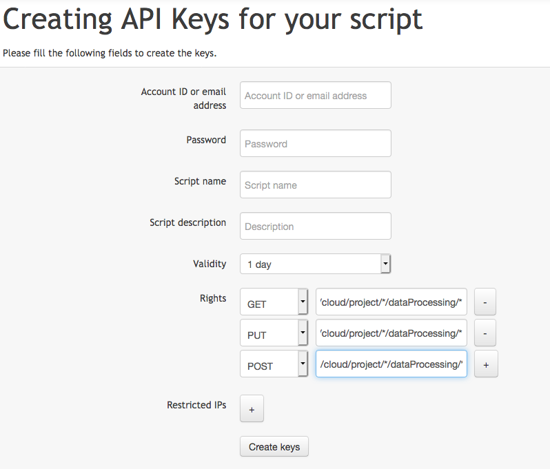 Creating API Keys for your script