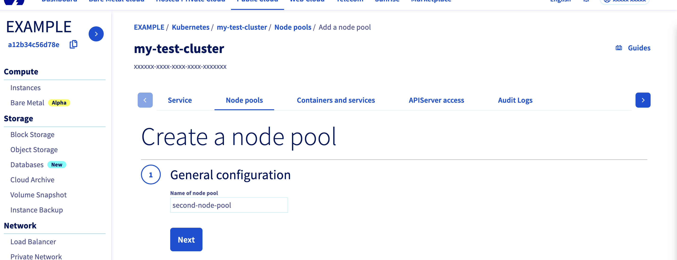 Name your second node pool