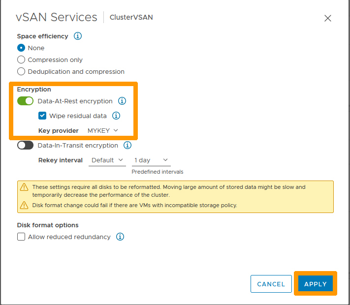 Activate vSAN data at rest encryption 02