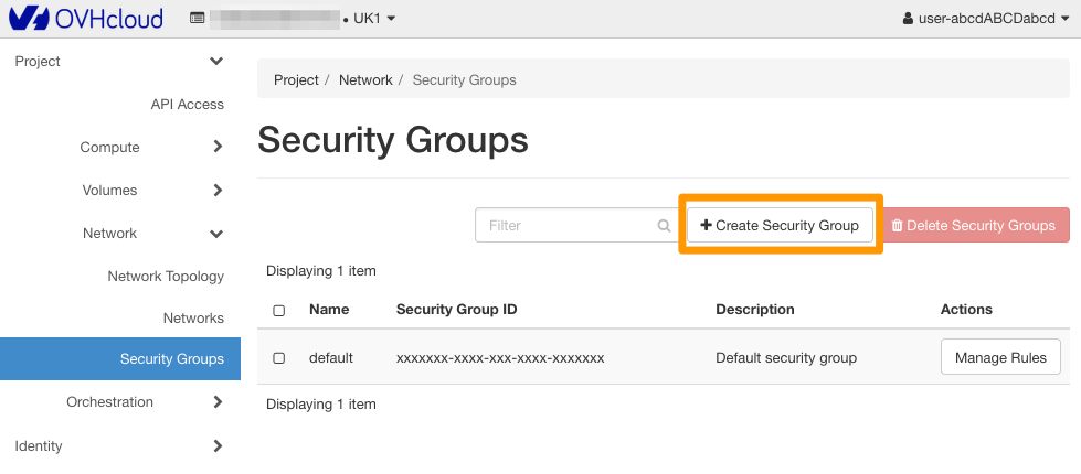 access security groups