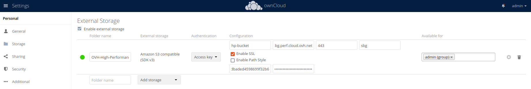 Owncloud complete AWS S3 storage
