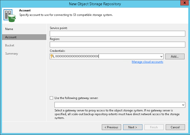 Step 3. Specify Object Storage Account