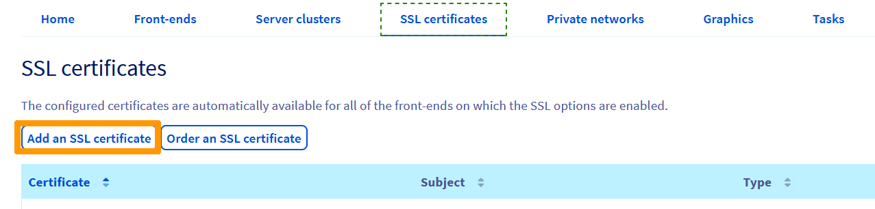 Ajout d'un certificat SSL