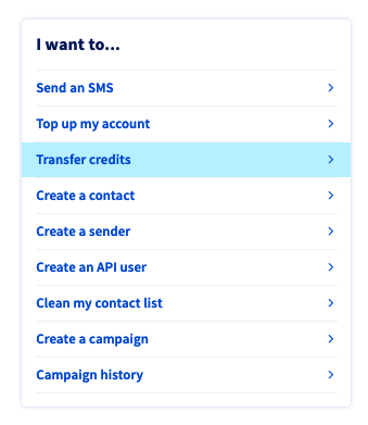 transferencia de créditos de SMS